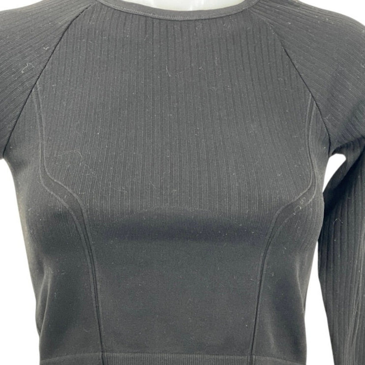 H&M Move Womens Black Seamless Long Sleeve Yoga Workout Athletic Crop Top Size S