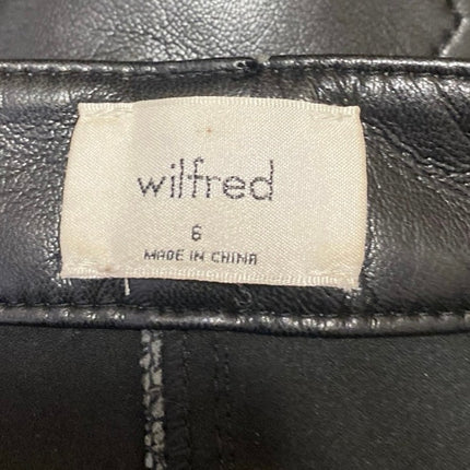 Aritzia Wilfred Women's Black Faux Leather High Rise Straight Trousers Pants 6