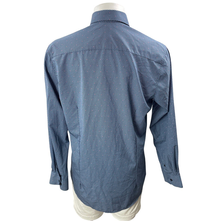 WRK Work Rest Karma Men Blue Argyle Long Sleeve Button Down Dress Shirt Top 16.5
