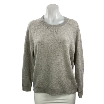 Garnet Hill Women's Gray 100% Cashmere Crew Neck Long Sleeve Sweater Top Size M