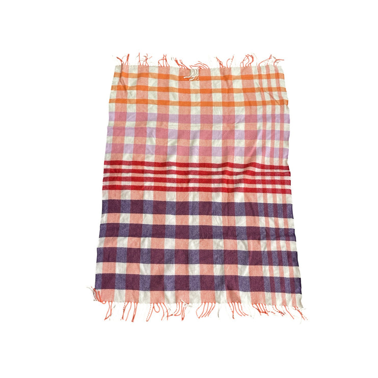 Avoca Wool Cashmere Multicolor Plaid Check Fringe Snow Shawl Wrap Neck Scarf OS