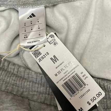 NEW Adidas Essentials 3-Stripes Fleece Mens Gray Drawstring Jogger Sweat Pants M