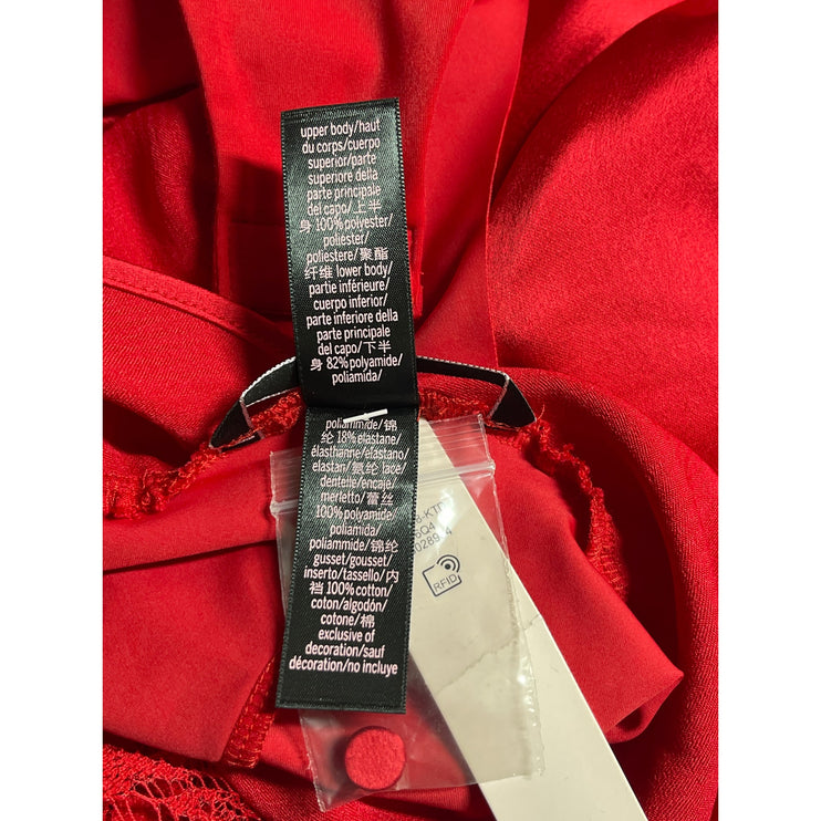 NEW Victoria’s Secret Red Silk Satin Lace Cowl Neck Camisole Lingerie Bodysuit S