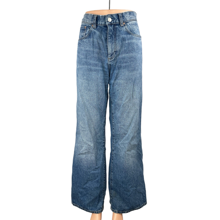 DL1961 Mid Wash Blue High Rise Barrel Baggy Wide Leg Denim Jeans Pants Size 32