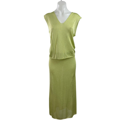 NEW Djerf Avenue Peridot Green V Neck Open Back Blouse Midi Skirt Set Size S