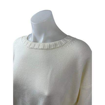 Banana Republic Women's White Crew Neck Long Sleeve Sweatshirt Sweater Top Sz M