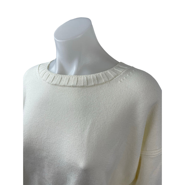 Banana Republic Women's White Crew Neck Long Sleeve Sweatshirt Sweater Top Sz M