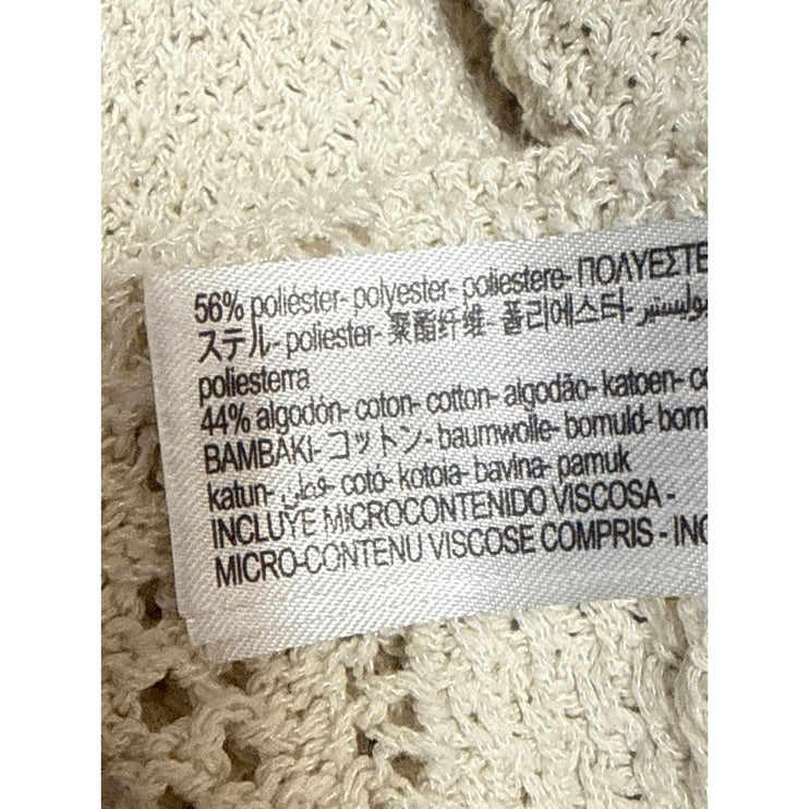 Zara Women's Cream Crochet Long Sleeve Button Down Crop Cardigan Sweater Top S