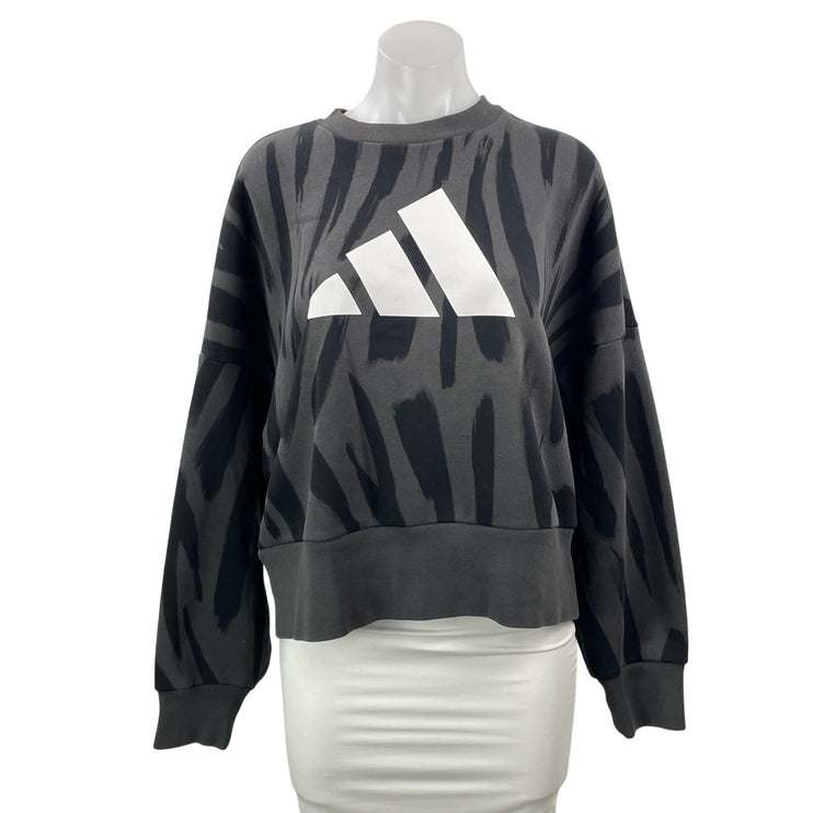 Adidas Sportswear Future Icons Feel Fierce Gray Long Sleeve Graphic Sweatshirt M