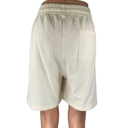 Zara Women's Cream White High Rise Elastic Waist Wide Leg Lounge Sweat Shorts L