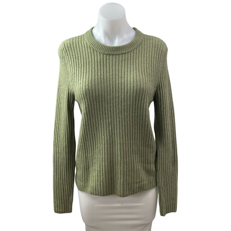 Abercrombie & Fitch Women's Green Ribbed Knit Long Sleeve Sweater Top Size M