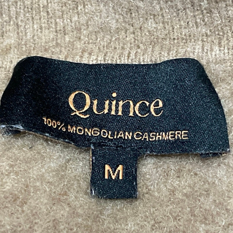 Quince 100% Mongolian Cashmere Tan Long Sleeves Collared Polo Sweater Top Sz M