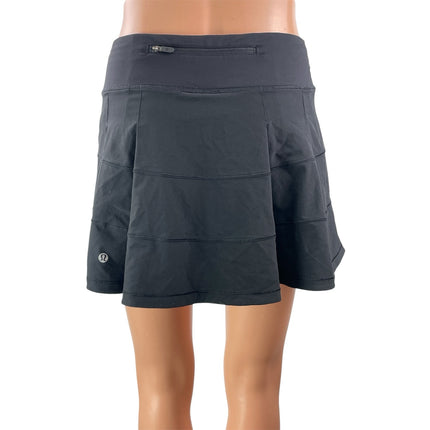 Lululemon Pace Rival Womens Black Tiered Athletic Built In Shorts Skort Skirts 4