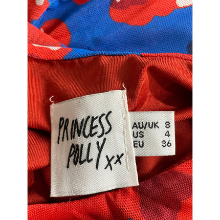Princess Polly Blue Red Floral Short Sleeve Crop Top Slit Mini Skirt 2 Pc Set 4
