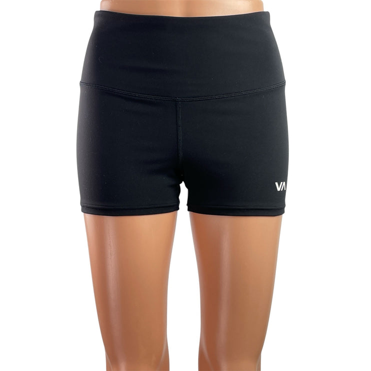 RVCA Womens Black Mid Rise Workout Athletic Activewear Running Biker Shorts S