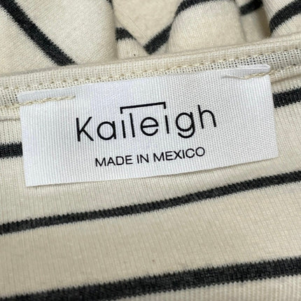 Kaileigh Womens Cream Black Striped Long Sleeve Tie Front Maxi Sweater Dress M
