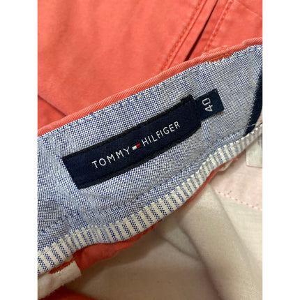 Tommy Hilfiger Men's Orange High Rise Wide Leg Chino Khaki Bermuda Shorts Sz 40