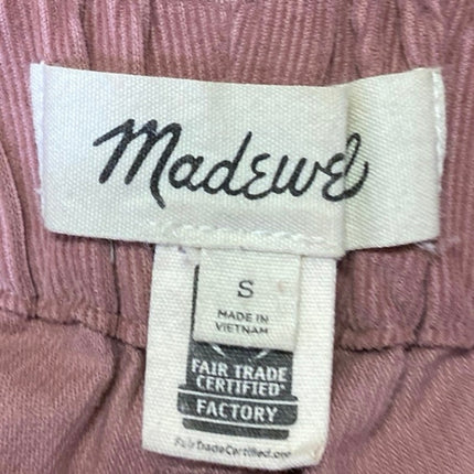 Madewell Women's Pink Corduroy Pull On Tapered High Rise Trousers Pants Size S