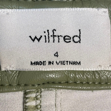 Aritzia Wilfred The Melina Womens Green Faux Leather Vegan Trousers Pants Size 4