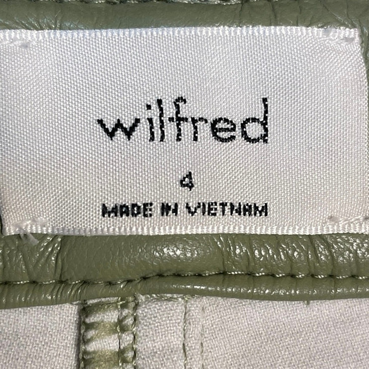Aritzia Wilfred The Melina Womens Green Faux Leather Vegan Trousers Pants Size 4