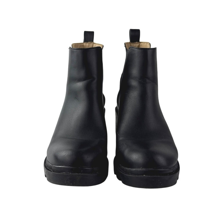 Steve Madden Amulet Women's Black Leather Round Toe Pull On Ankle Boots Size 10