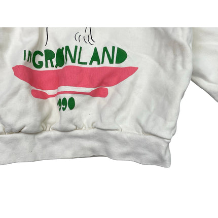 Mini Rodini Kids Girl White Polar Bear Print Crew Neck Sweater Sweatshirt 8-9 YO