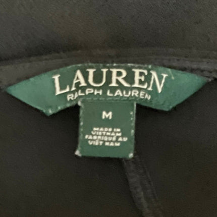 Lauren Ralph Lauren Women's Black V Neck Notch Long Sleeve Blouse Top Size M