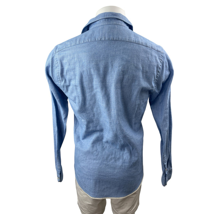 Scotch & Soda High on Chai Men's Blue Long Sleeve Button Down Shirt Top Size L