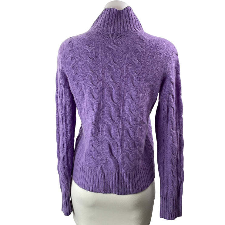 Charter Club Women's Purple 100% Cashmere Long Sleeve Cable Knit Sweater Top  S