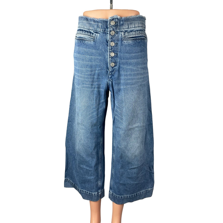 A.L.C. Women's Blue High Waist Baggy Barrel Flare Wide Leg Denim Jeans Pants 4