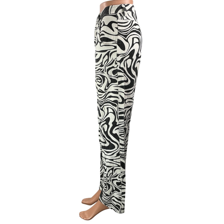 Love + Harmony Womens Black Marble High Rise Straight Relaxed Denim Jeans Size S