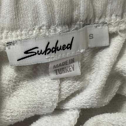 Subdued Women's White Drawstring Graphic Print High Rise Wide Leg Sweat Pants S