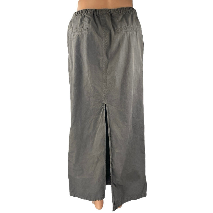 Zara Brown Elastic Waist Drawstring Zipper Pockets Maxi Straight Pencil Skirt S