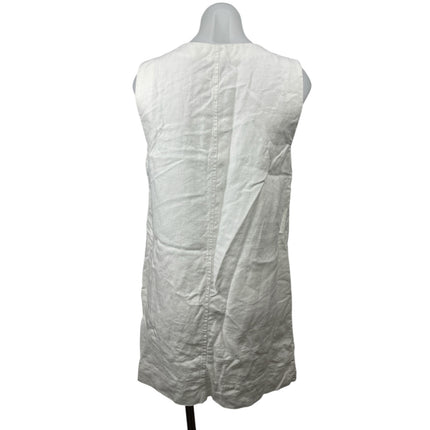 J.Crew 100% Linen Women's White Sleeveless Button Down Mini Shift Shirt Dress S