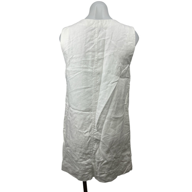 J.Crew 100% Linen Women's White Sleeveless Button Down Mini Shift Shirt Dress S