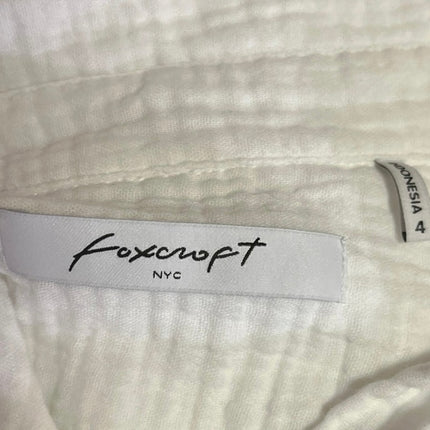 Foxcroft Women's White 3/4 Sleeve Chest Pocket Button Down Shirt Top Size 4