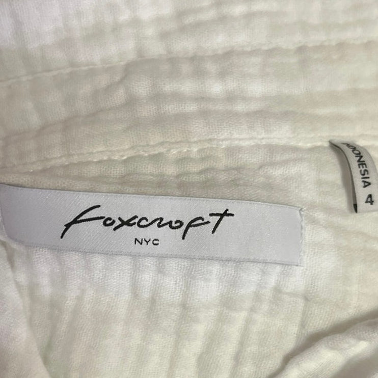 Foxcroft Women's White 3/4 Sleeve Chest Pocket Button Down Shirt Top Size 4