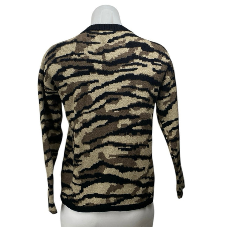 Philosophy Women's Black Camo Army Military Long Sleeve Sweater Top Size S