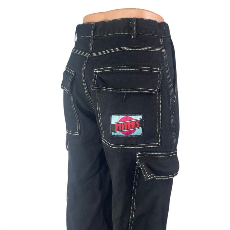 Forever 21 Women's Black High Rise Utility Straight Leg Cargo Denim Jeans Size S