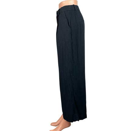 Abercrombie & Fitch Women's Dark Gray Linen Pleated Wide Leg Trouser Pants Sz 27
