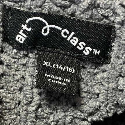 Art Class Women's Gray Chunky Knit Crochet Long Sleeve Crop Sweater Top Size XL