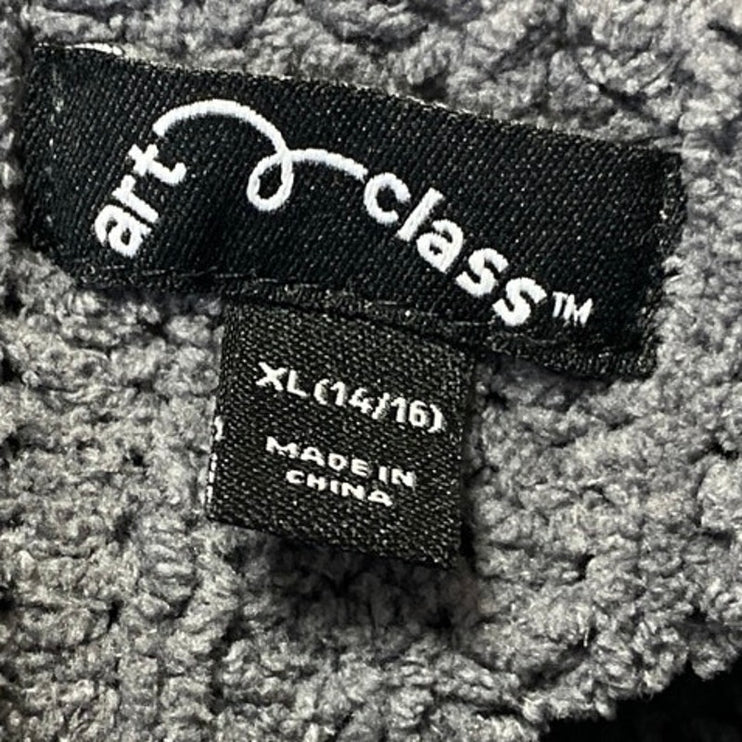 Art Class Women's Gray Chunky Knit Crochet Long Sleeve Crop Sweater Top Size XL