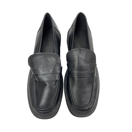 Truffle Collection Womens Black Leather Slip On Platform Penny Loafer Shoes 10.5