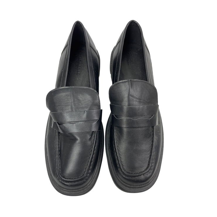 Truffle Collection Womens Black Leather Slip On Platform Penny Loafer Shoes 10.5