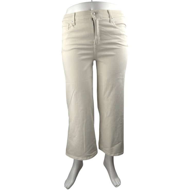 Banana Republic Women's White High Waisted Wide Leg Crop Denim Jeans Size 32