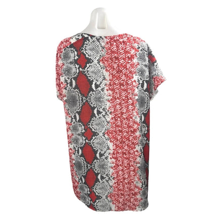 Buddy Love Red Black Snakeskin Animal Print Short Sleeve T Shirt Mini Dress Sz S