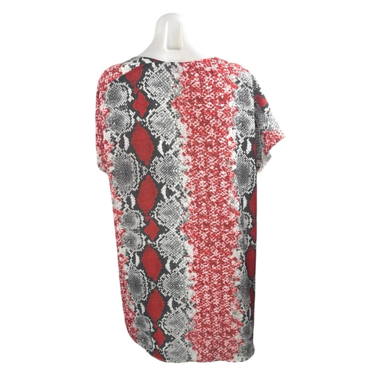 Buddy Love Red Black Snakeskin Animal Print Short Sleeve T Shirt Mini Dress Sz S