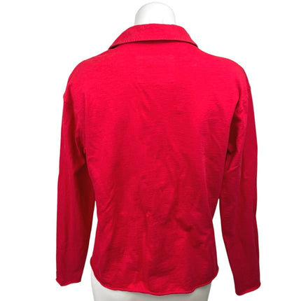 Frank & Eileen Patrick Popover Henley Red V-neck Collar Long Sleeve Shirt Top XS