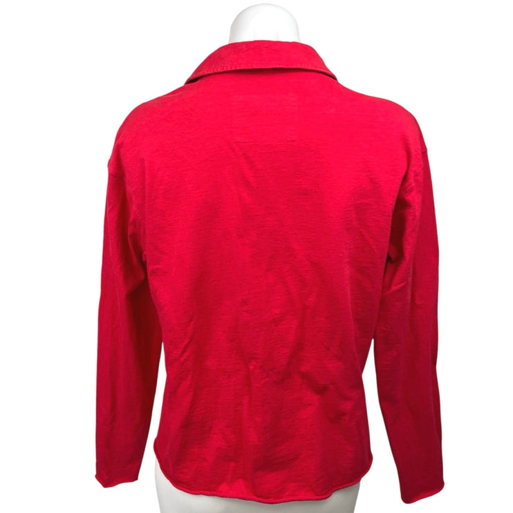 Frank & Eileen Patrick Popover Henley Red V-neck Collar Long Sleeve Shirt Top XS