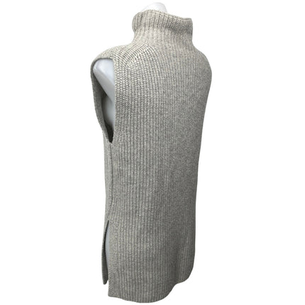 Raffi Women's Gray Wool Sleeveless Chunky Knit Turtleneck Mini Sweater Dress M